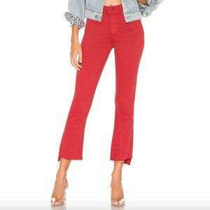 MOTHER DEMIN JEANS The Insider Crop Step Fray RED 32 Stretch